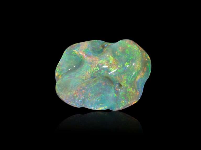 Green, gold, orange N8 light opal carving