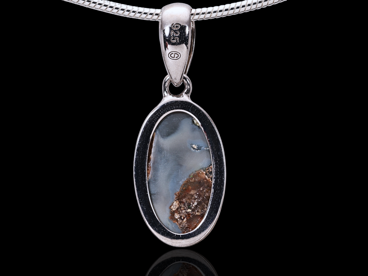QUIET FIRE BLACK OPAL STERLING SILVER PENDANT 1.46CT - Image 3